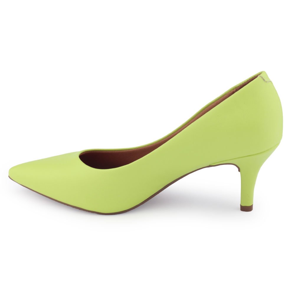 Sapato Scarpin Fem Vizzano 1185.702 Baixo Pelica salto 7cm Limão