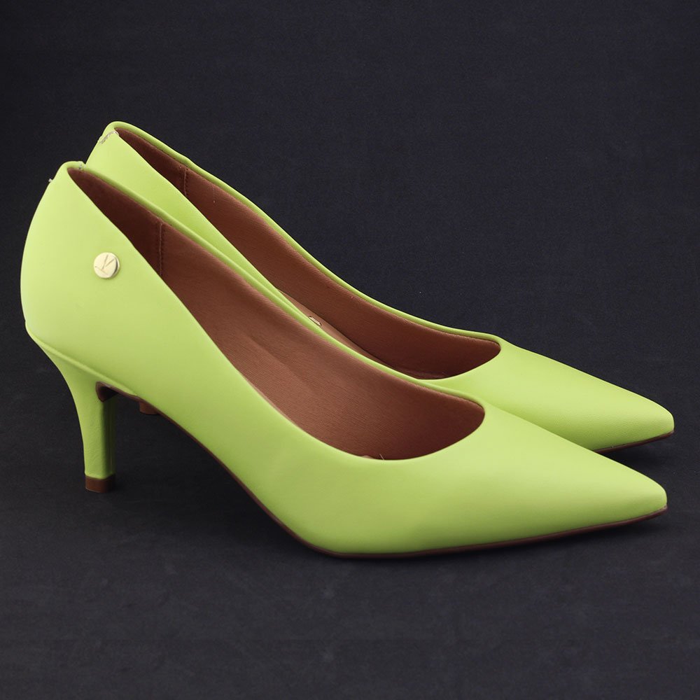 Sapato Scarpin Fem Vizzano 1185.702 Baixo Pelica salto 7cm Limão