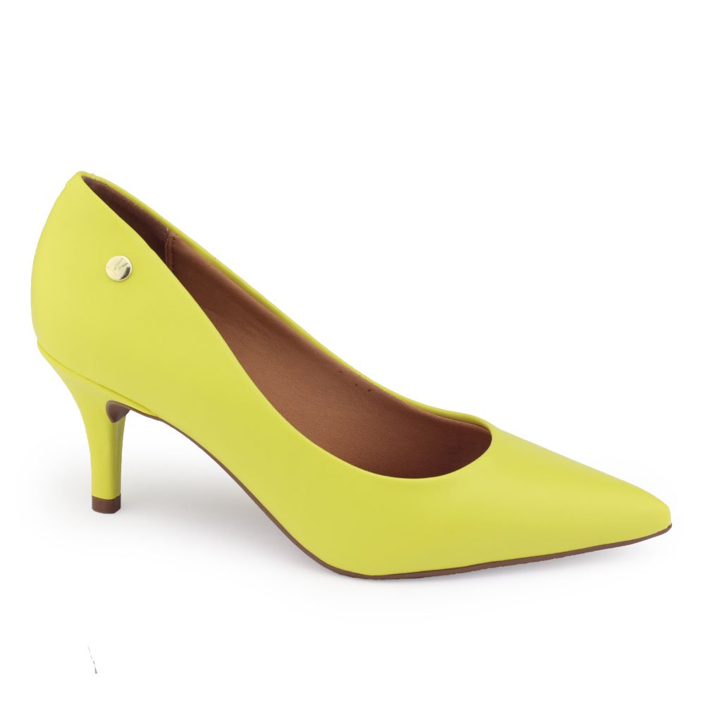 Sapato Scarpin Fem Vizzano 1185.702 Baixo Pelica salto 7cm Limão