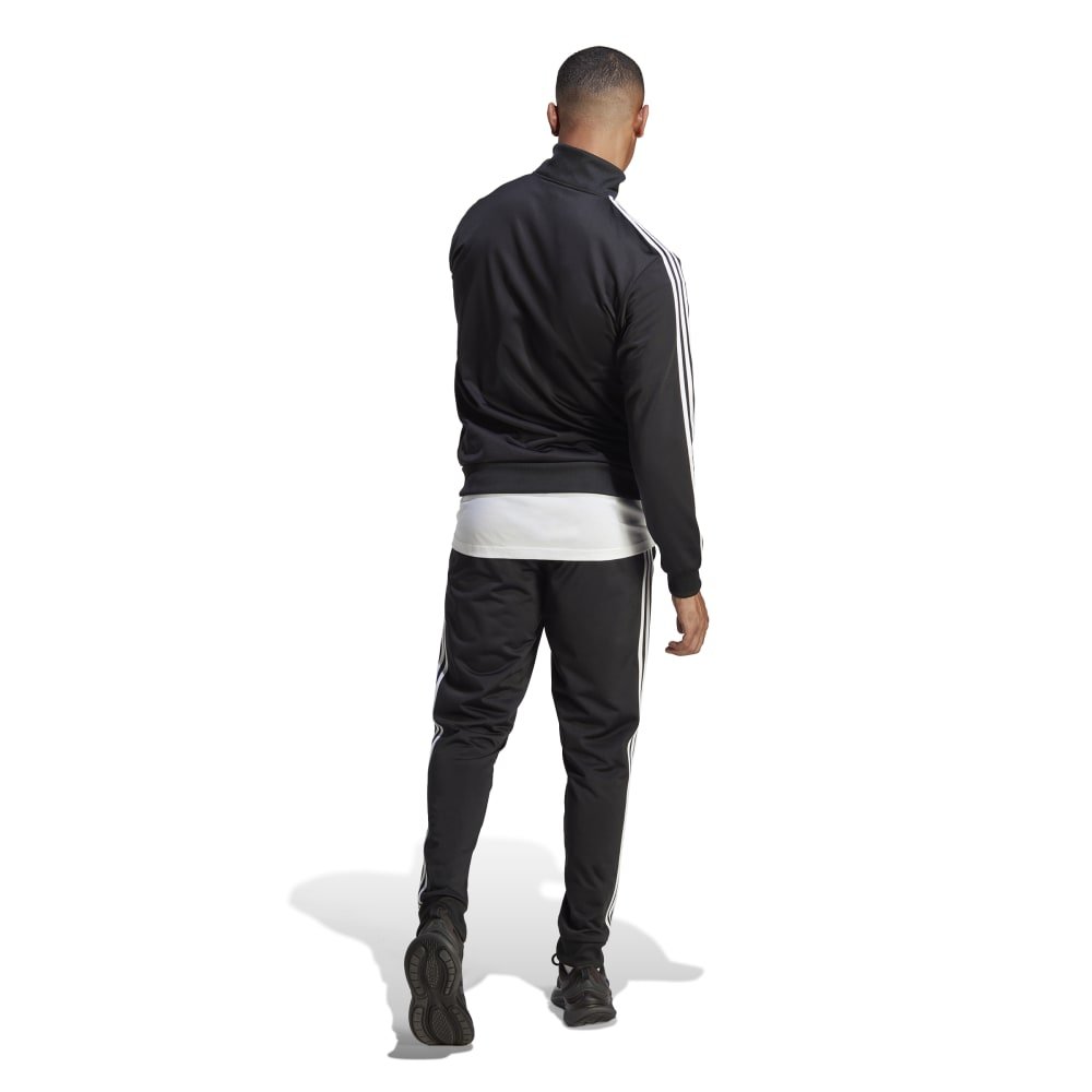 Agasalho Adidas Malha Basic 3-STRIPES IC6747 zíper Preto/Branco