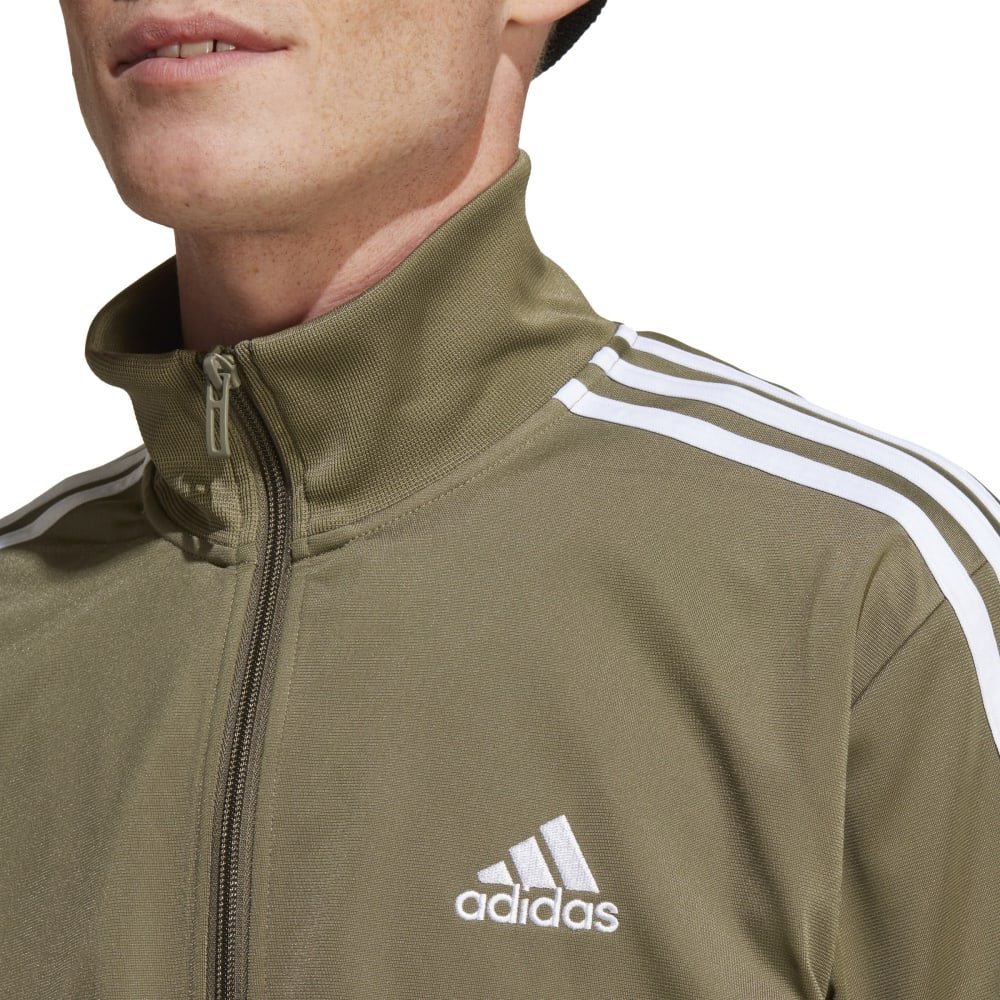 Agasalho Adidas Malha Linear Sportswear IC6775 zíper Oliva