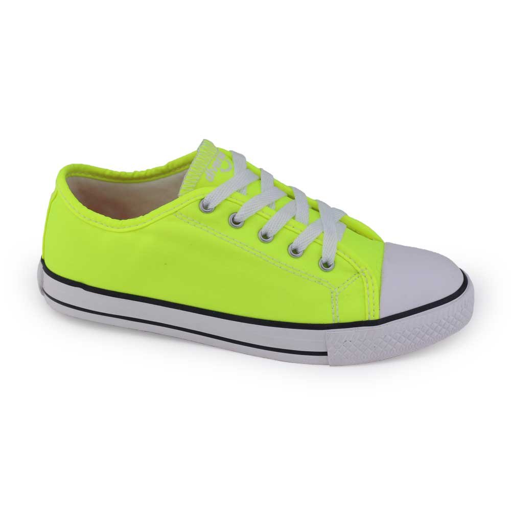 Tênis Infantil Diversão D11913 Amarelo Neon Low Cadarço Limão