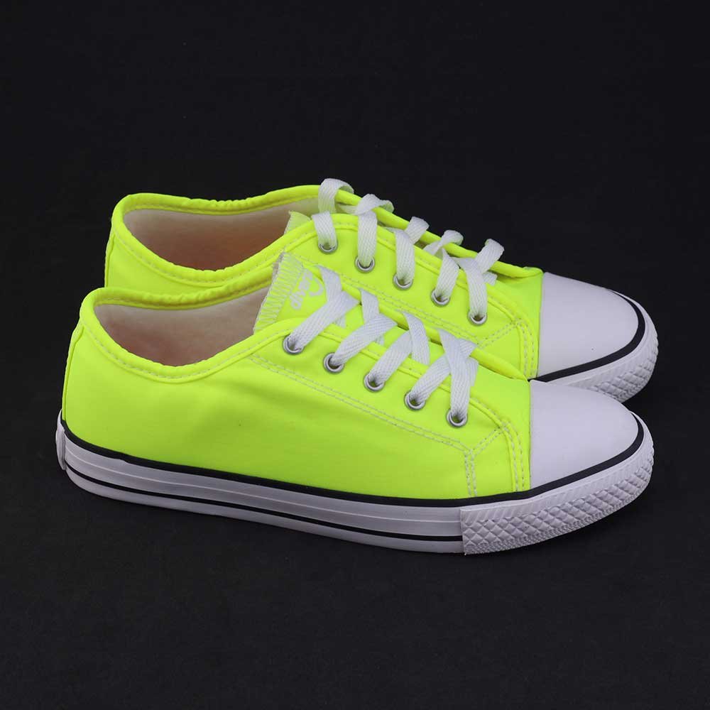 Tênis Infantil Diversão D11913 Amarelo Neon Low Cadarço Limão