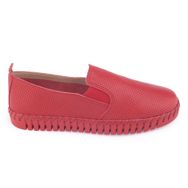 Sapatênis Mocassim feminino Bottero 354306 Couro Slip OnVermelho