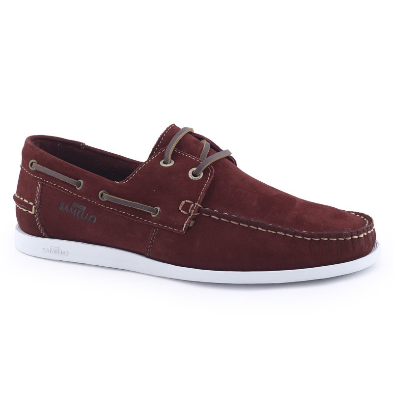 Sapato mocassim masculino 02014 Deckshoes Lace couro Samello Cereja
