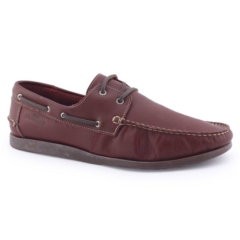 スルメ様 Sapato mocassim masculino 02014 Deckshoes Lace couro Samello Café