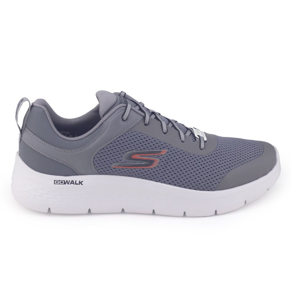 Tênis Skechers Go Walk flex 216495BR/BKW cadarço CINZA/VERMELHO