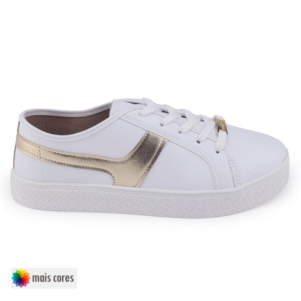 Tênis Casual Feminino Moleca CasualBranco/Dourado