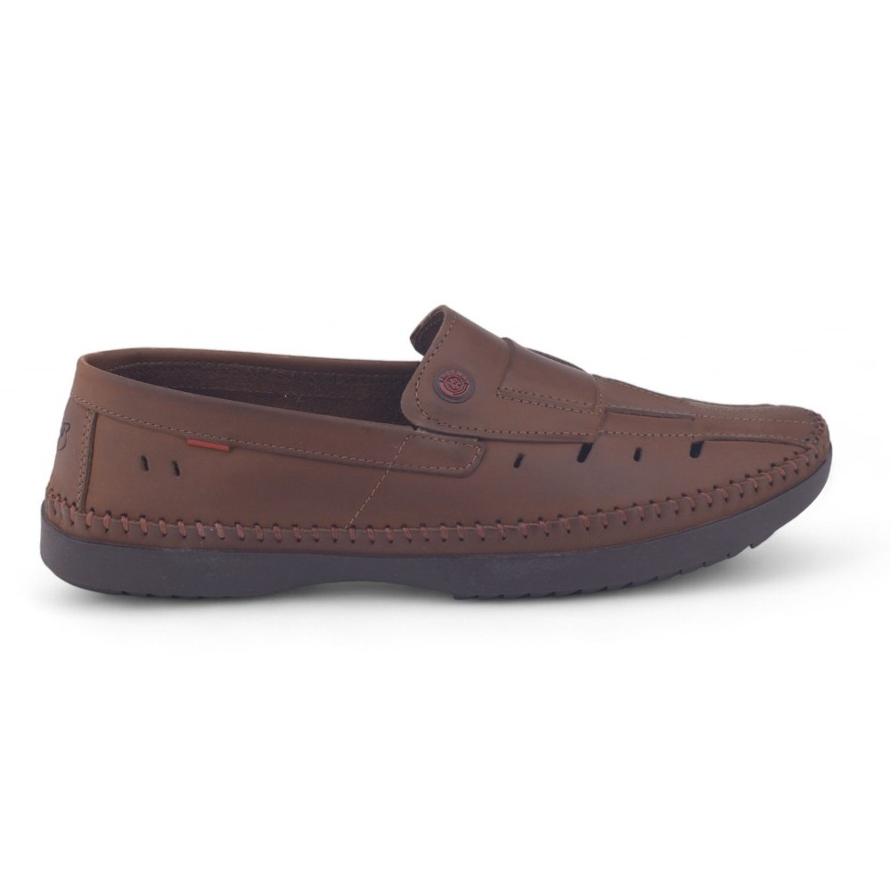 Sapato Mocassim Mr.G 01 sintético costurado clássico leve Mostarda