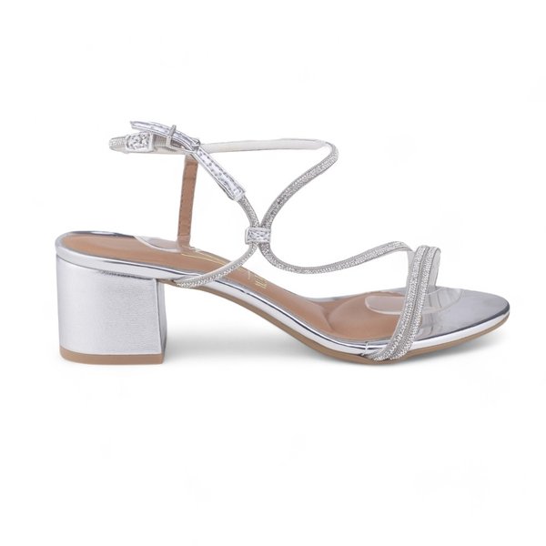 Sandalia Prata Scarpin Prata Vizzano Salto Baixo Sandália Feminina