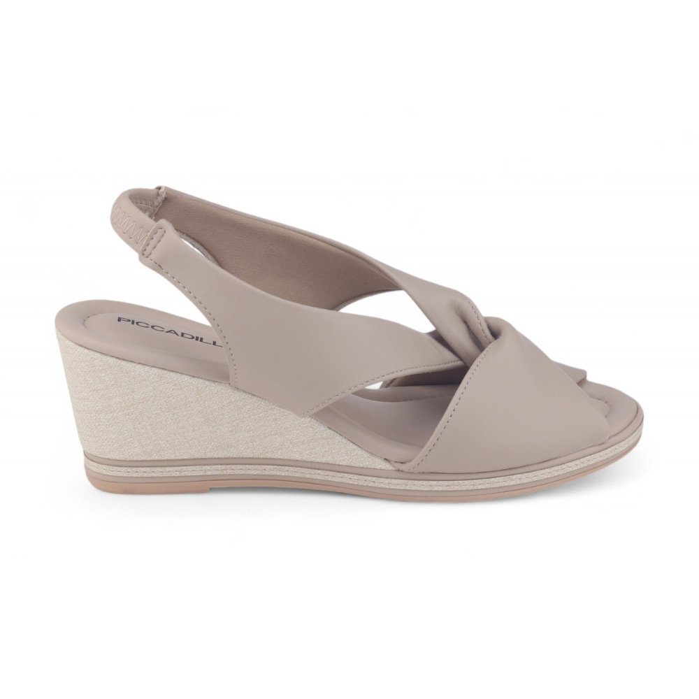 Sandália Fem Anabela Piccadilly 408221 trama natural Stretch MARFIM