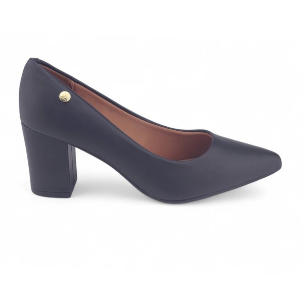 Salto Bloco Scarpin Vizzano Preto Com Brilho Sapato Scarpin