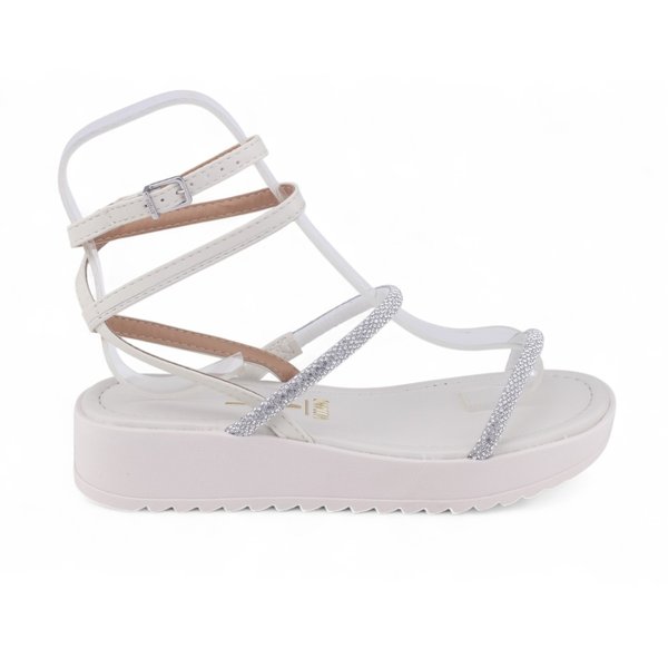 Sandália Papete Flatform Feminina Vizzano StrassBRANCO OFF