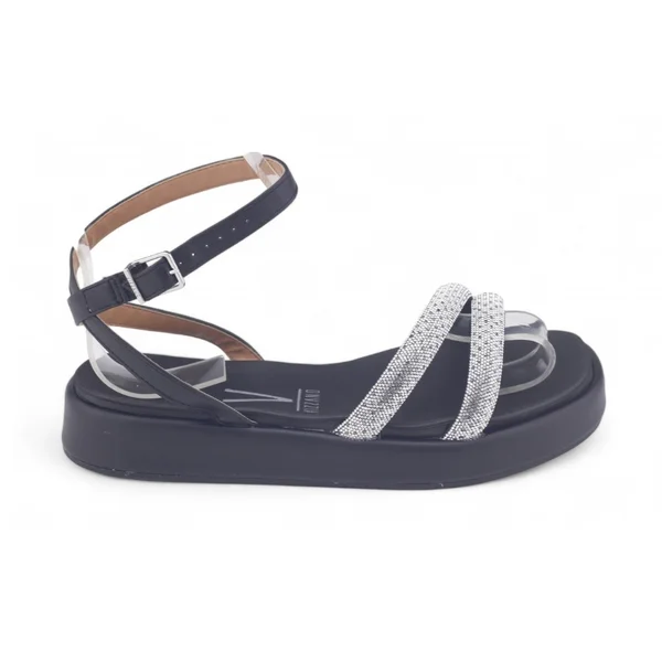 Sandália Papete Flatform Feminina Vizzano StrassPRETO/CRISTAL