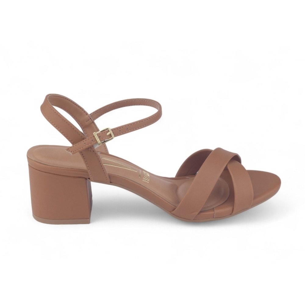 Sandália Feminina Vizzano 6291.927 Pelica Salto Bloco CAMEL