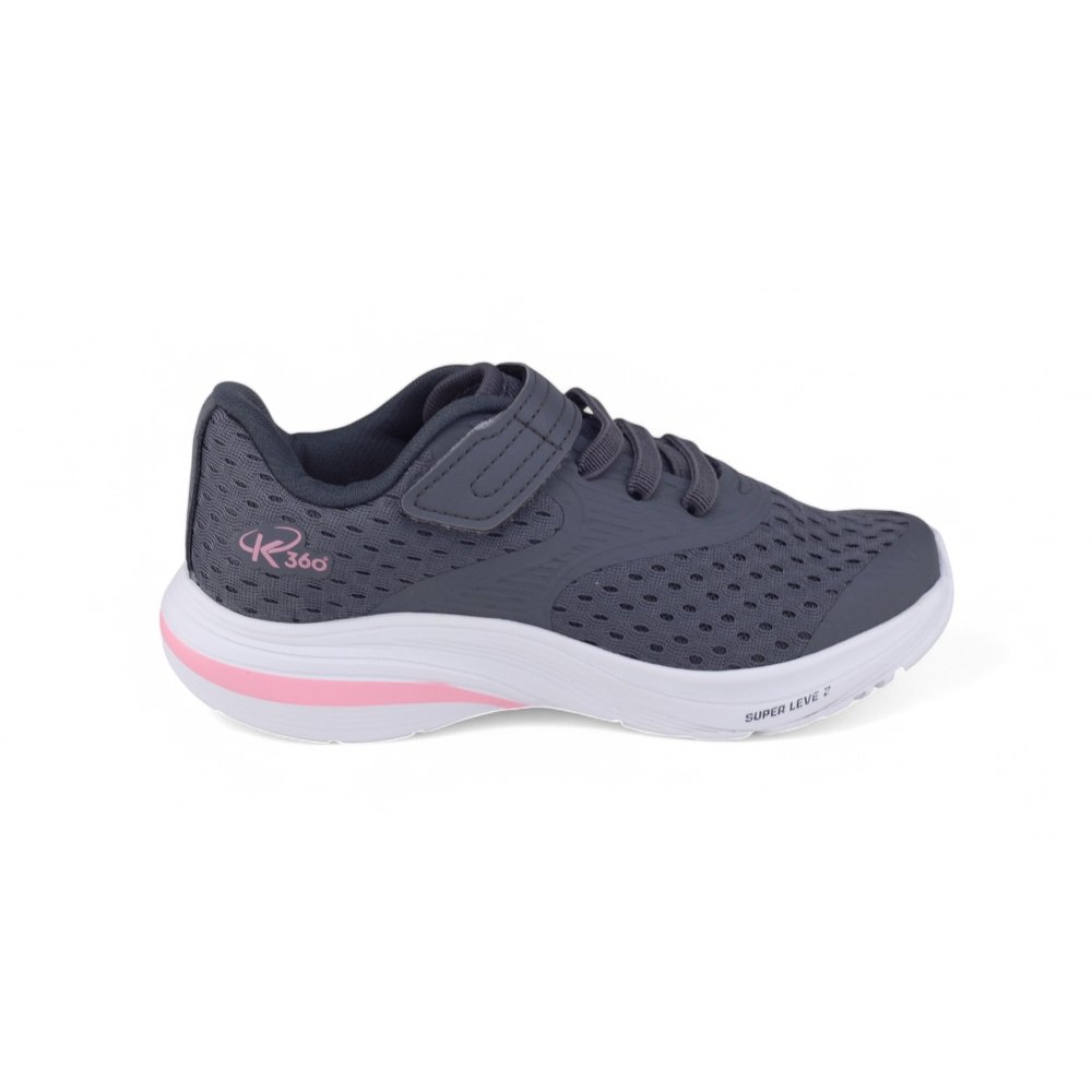 【k.y】 Tênis Menina Kidy k-360 Super Leve 2 Esportivo 327-1014 GRAFITE/ROSA