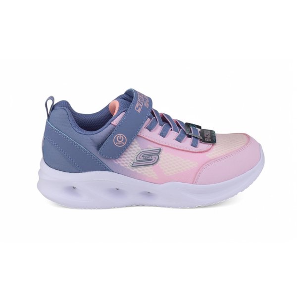Tênis Skechers Infantil Lights com Luz Led com Botão ROSA/CINZA