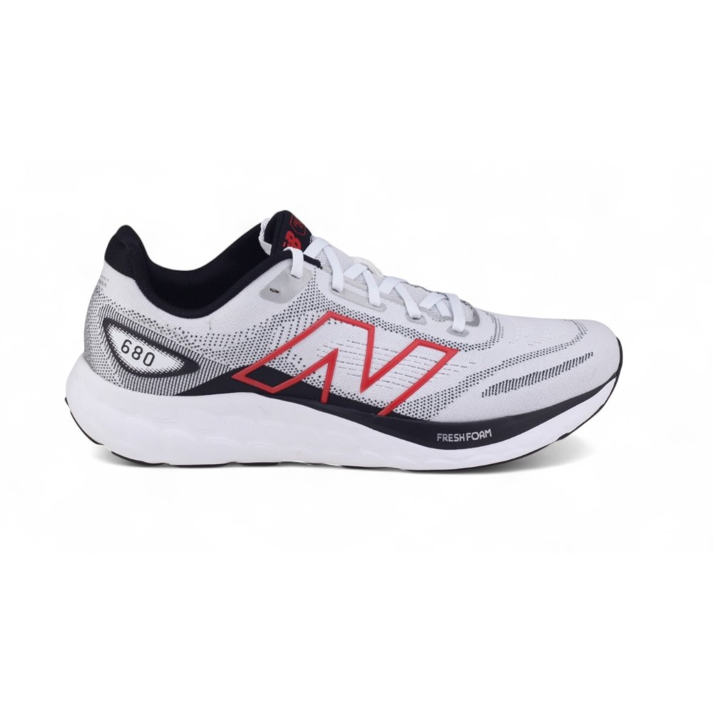 Tênis Masculino New Balance M680ZF8 Corrida BRANCO/VERMELHO