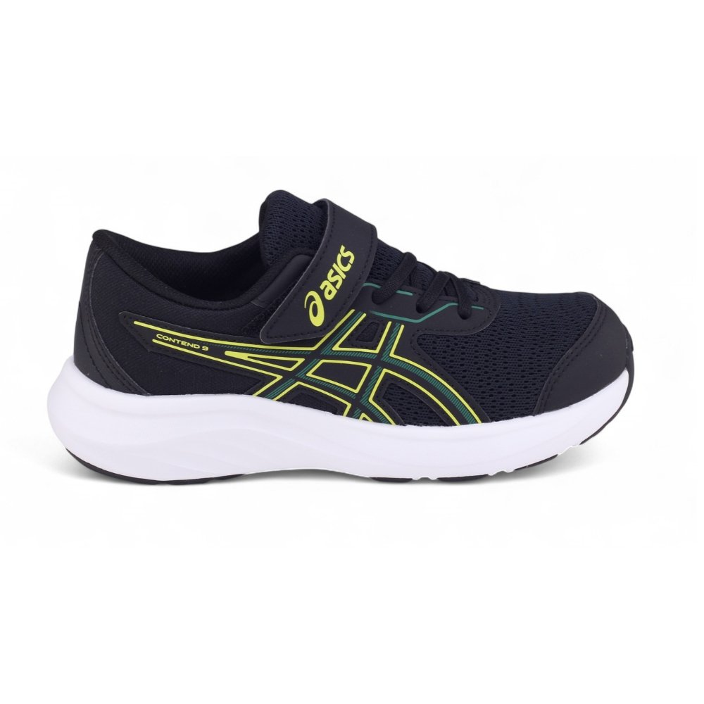 Tênis infantil Asics Contend 9 PS 1014A338-007 Esportivo PRETO/VERDE